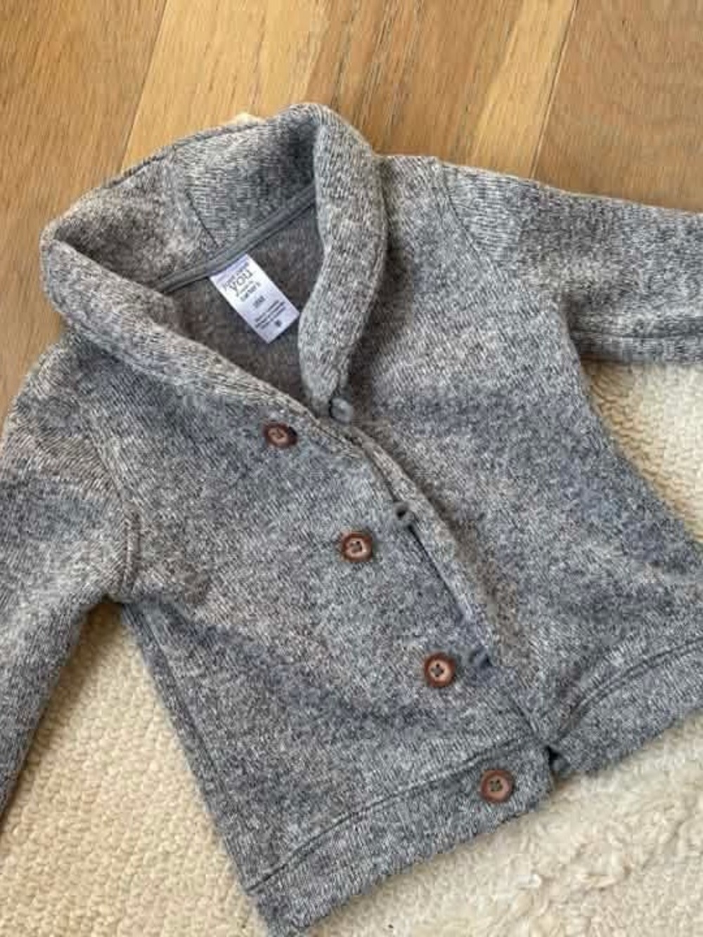 Cozy Gray Shawl Collar Kids Cardigan